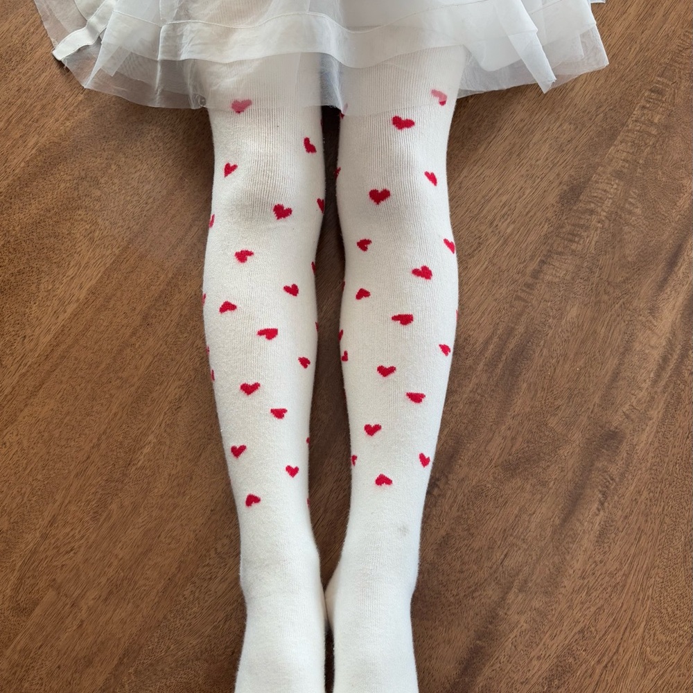 Heart Patterned Kids Tights